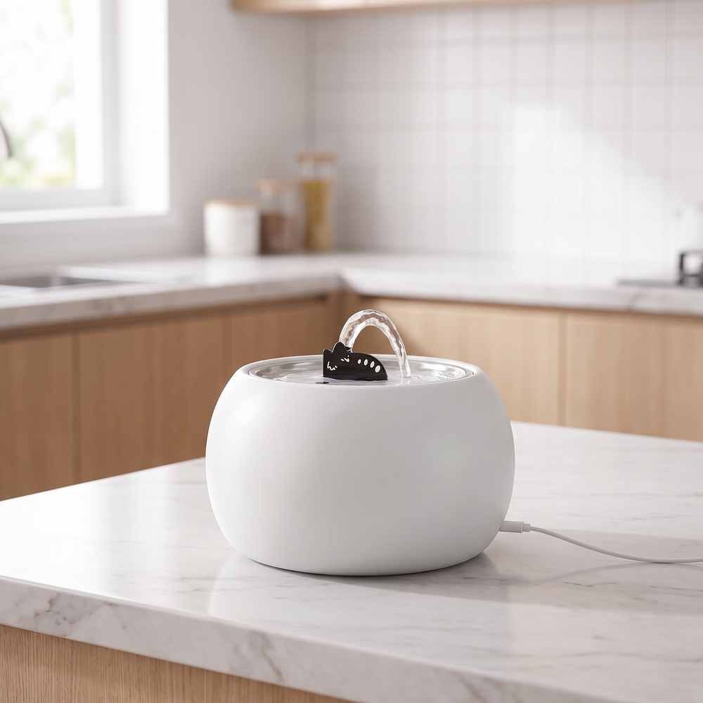 Fountain running on counter with USB power